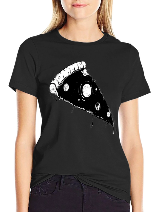 Galaxy Pizza Slice Graphic Tee - Black
