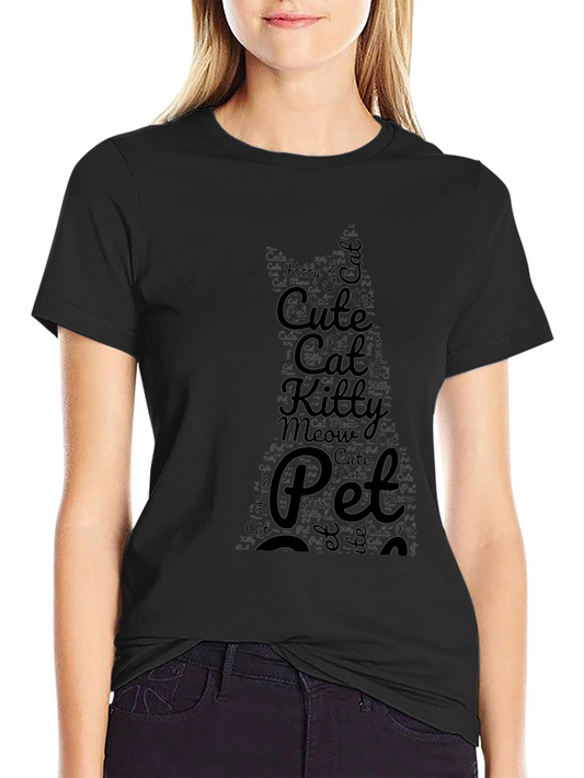 Cute Cat Word Art T-Shirt - Pet Lover Tee