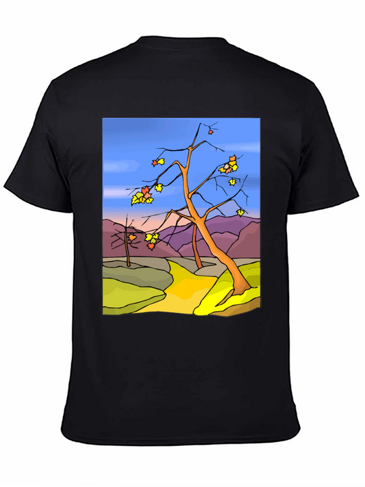 Autumn Landscape Graphic Tee - Black