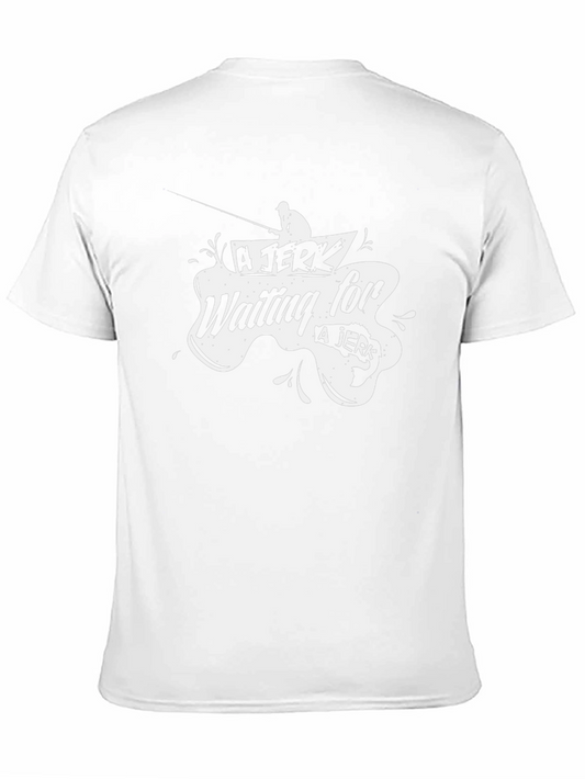 A Jerk Waiting Fishing T-Shirt - Mens Black Cotton Tee