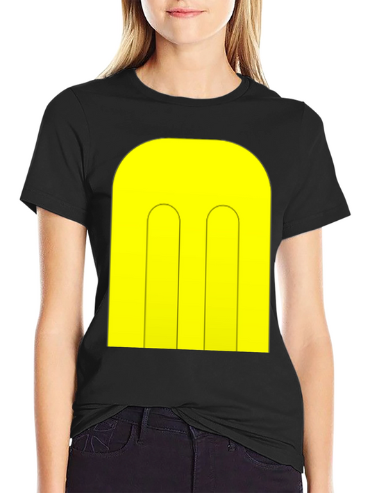 Abstract Yellow Pattern Black T-Shirt