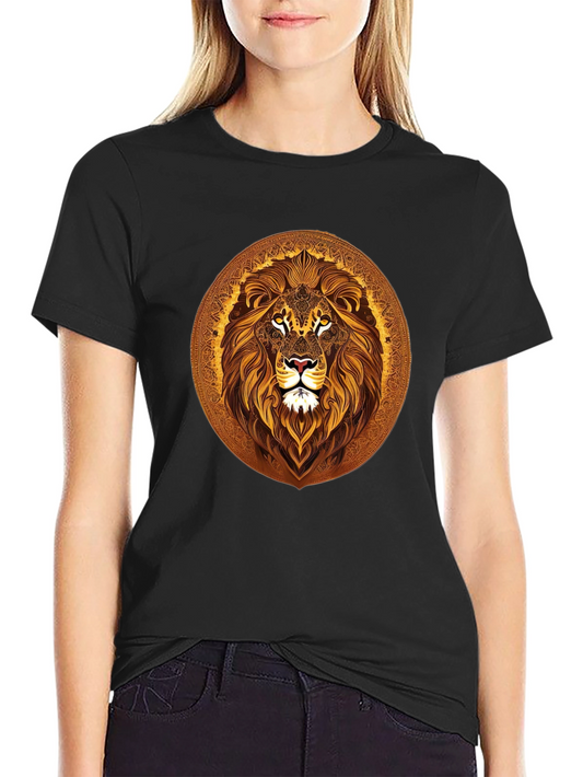 Lion Mandala Graphic Black T-Shirt
