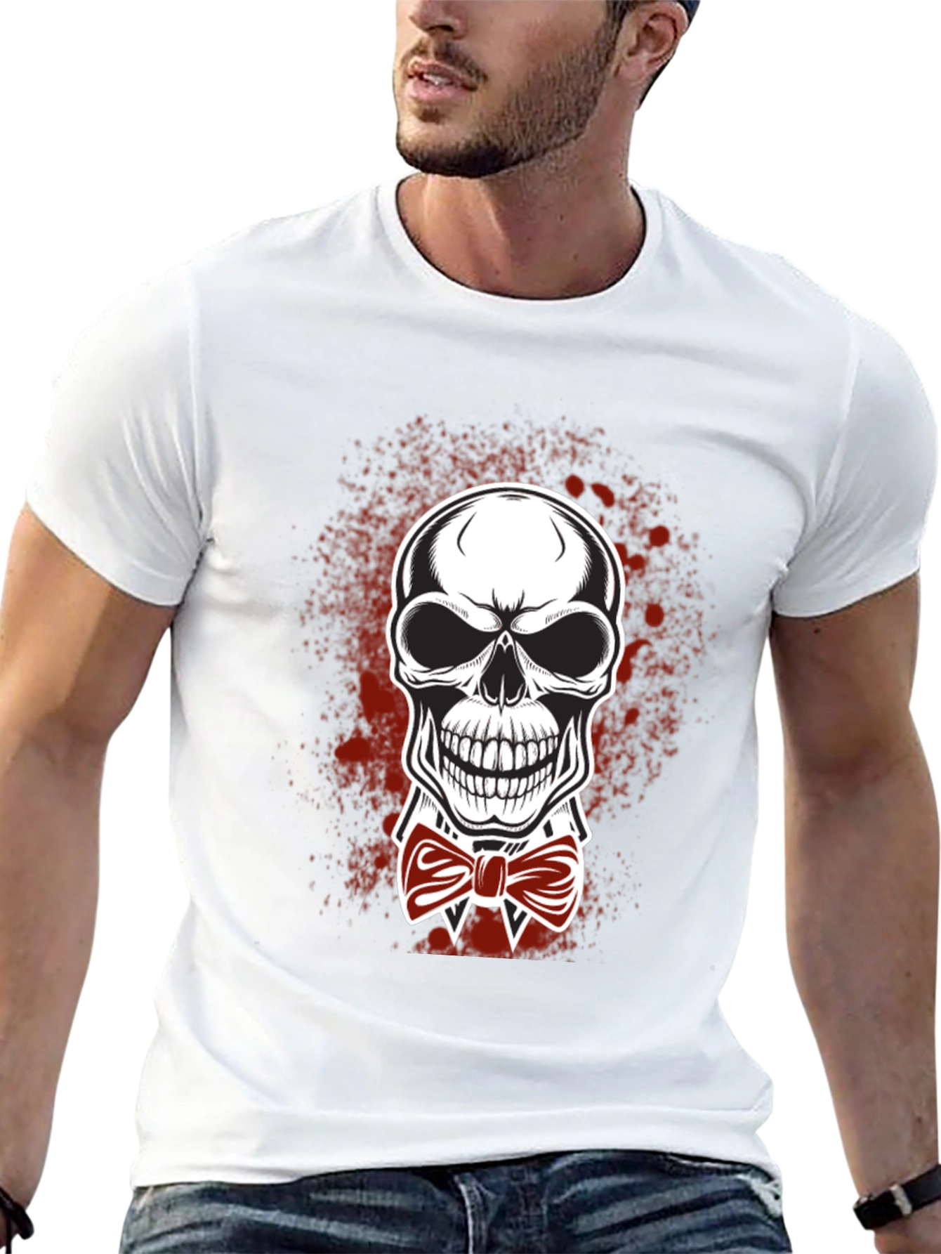 Skull Bowtie Graphic Tee - Mens Black T-Shirt