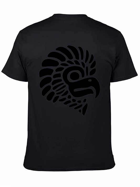 Aztec Eagle Graphic Tee - Black Cotton Blend Shirt