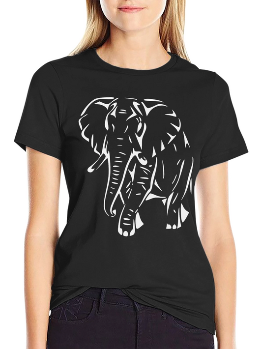 Bold Elephant Graphic Print Black T-Shirt