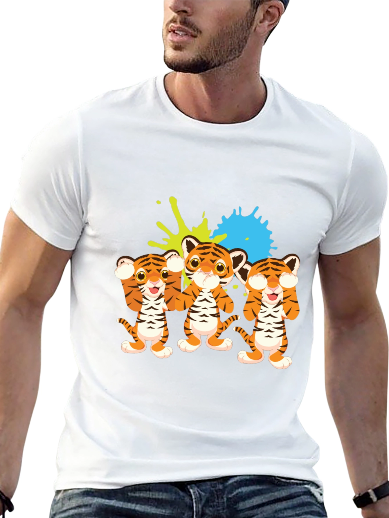 Cute Tiger Trio Graphic Tee - Black