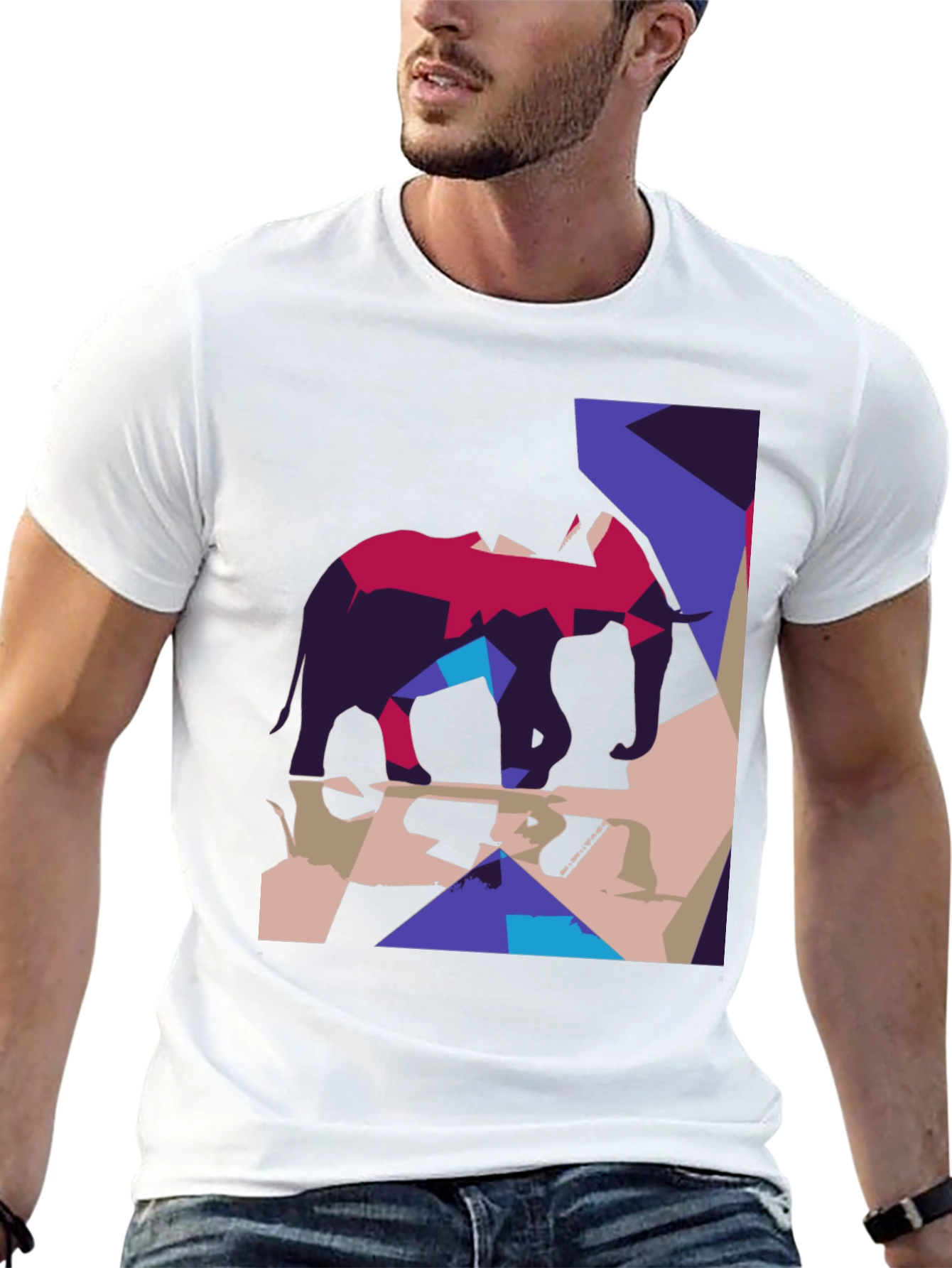 Abstract Elephant Graphic Tee - Modern Art Shirt