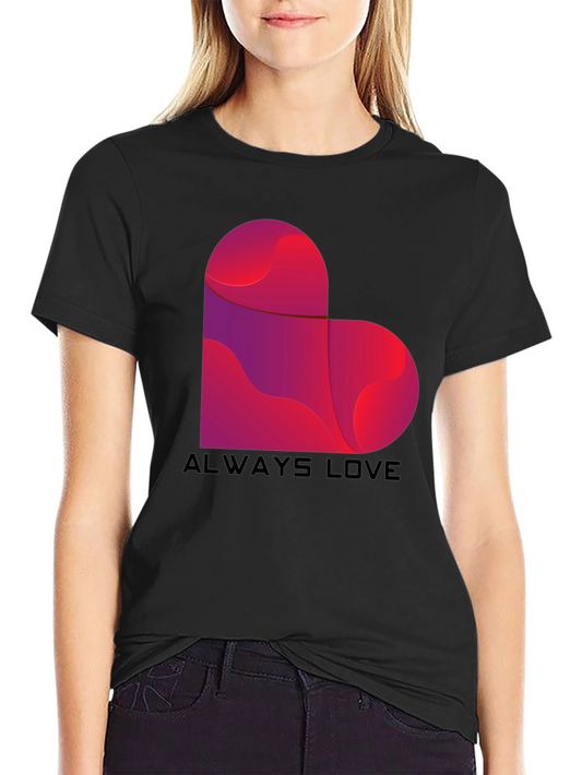 Always Love Heart Graphic Tee - Black