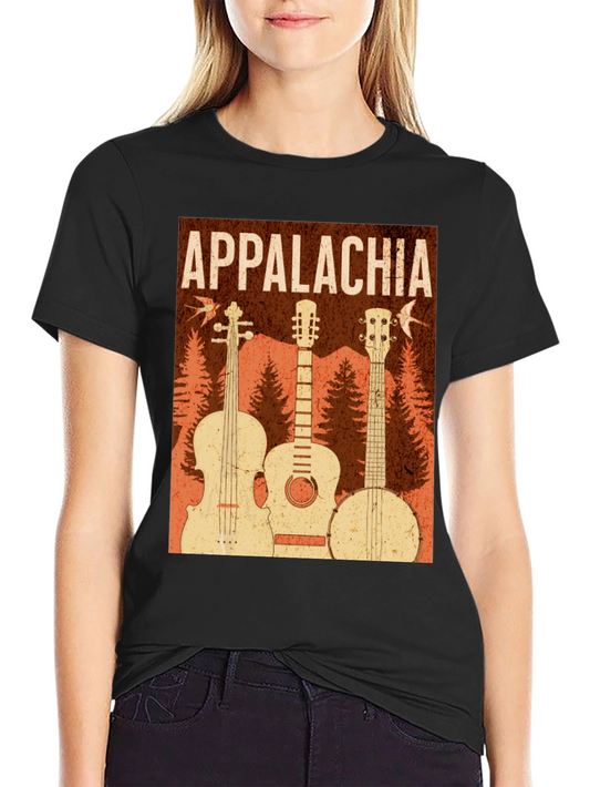 Appalachia Music T-Shirt: Vintage Guitar Banjo & Fiddle