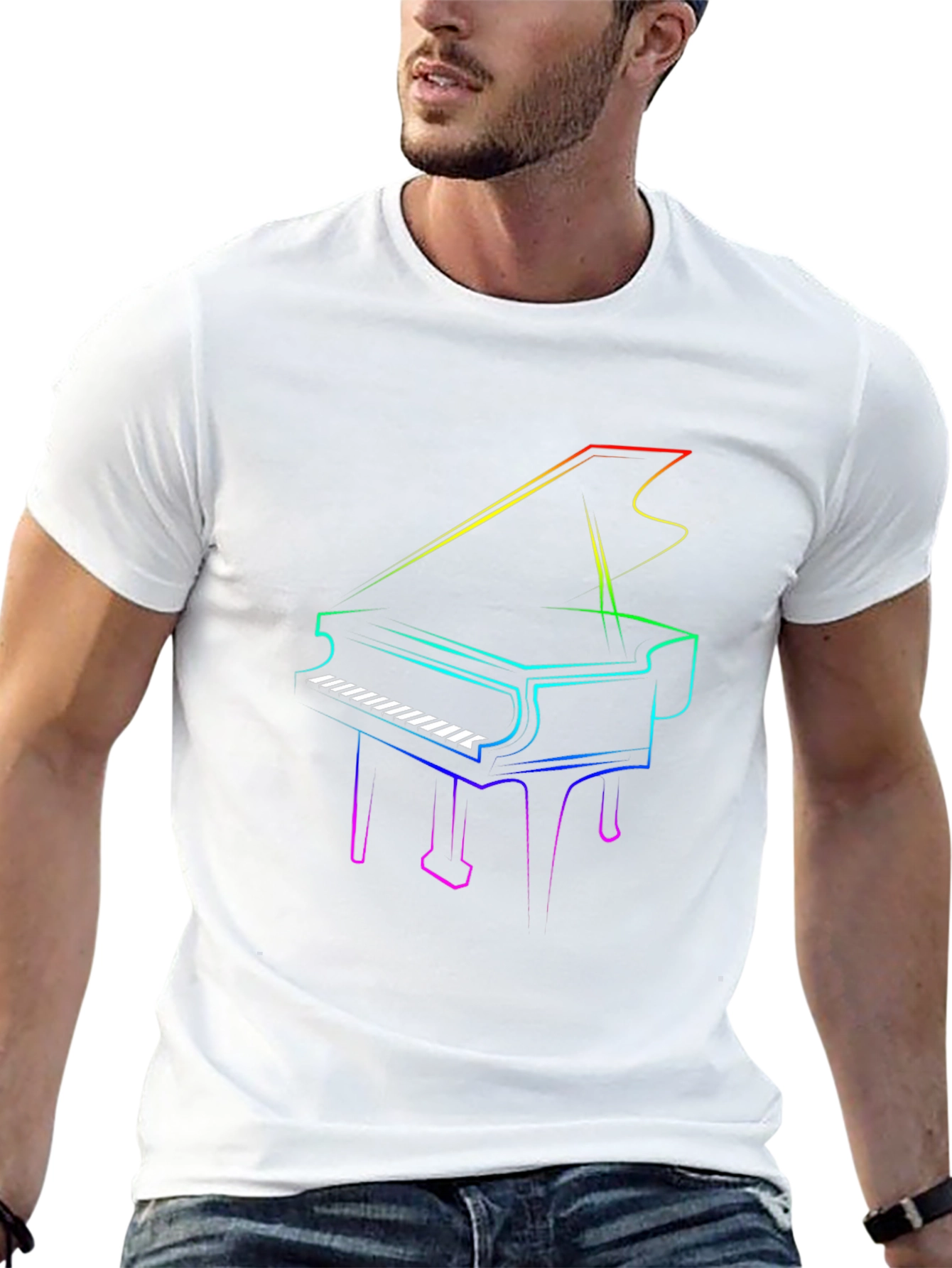 Rainbow Piano Graphic Tee - Unique Music Lover Shirt