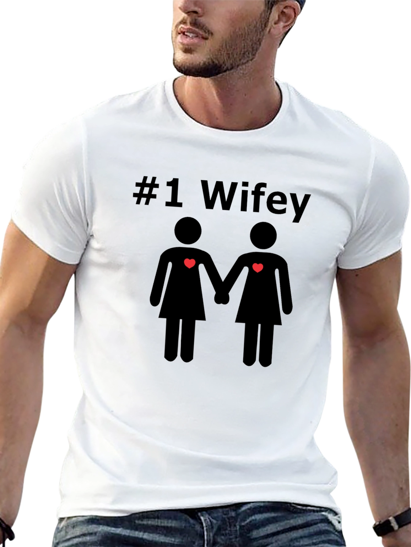 #1 Wifey Lesbian Couple Graphic Tee - Black
