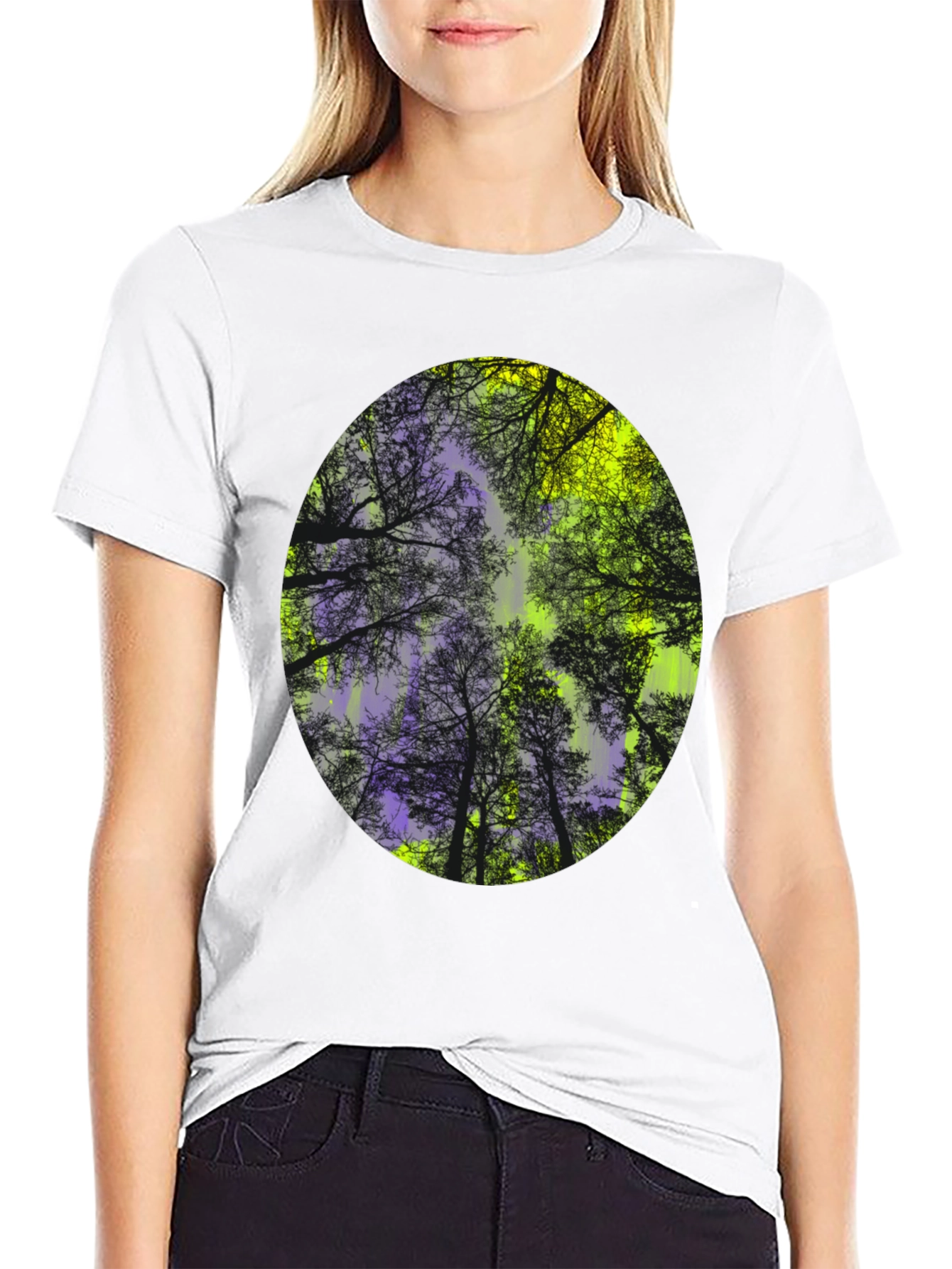 Nature Print Black T-Shirt