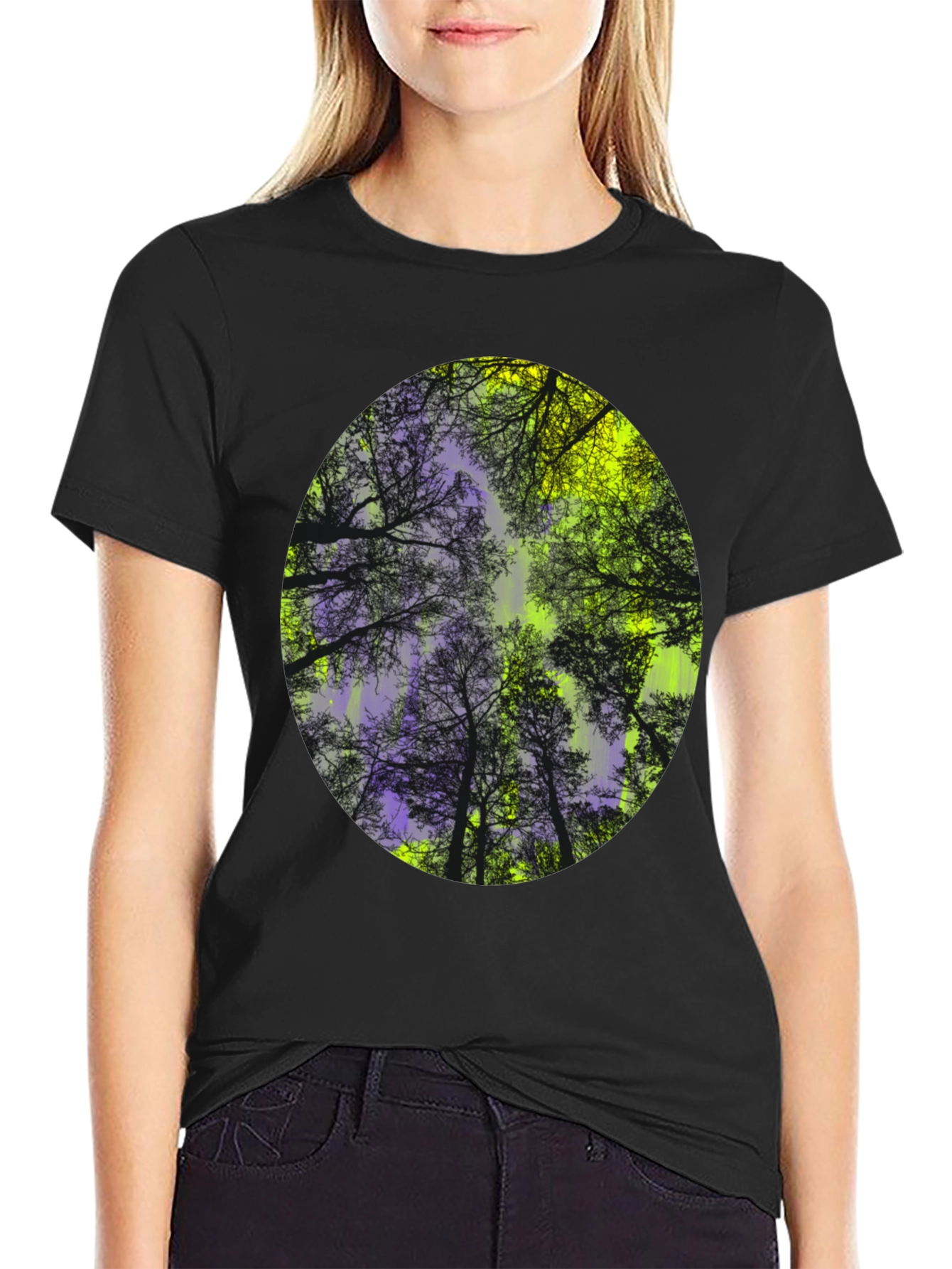 Nature Print Black T-Shirt