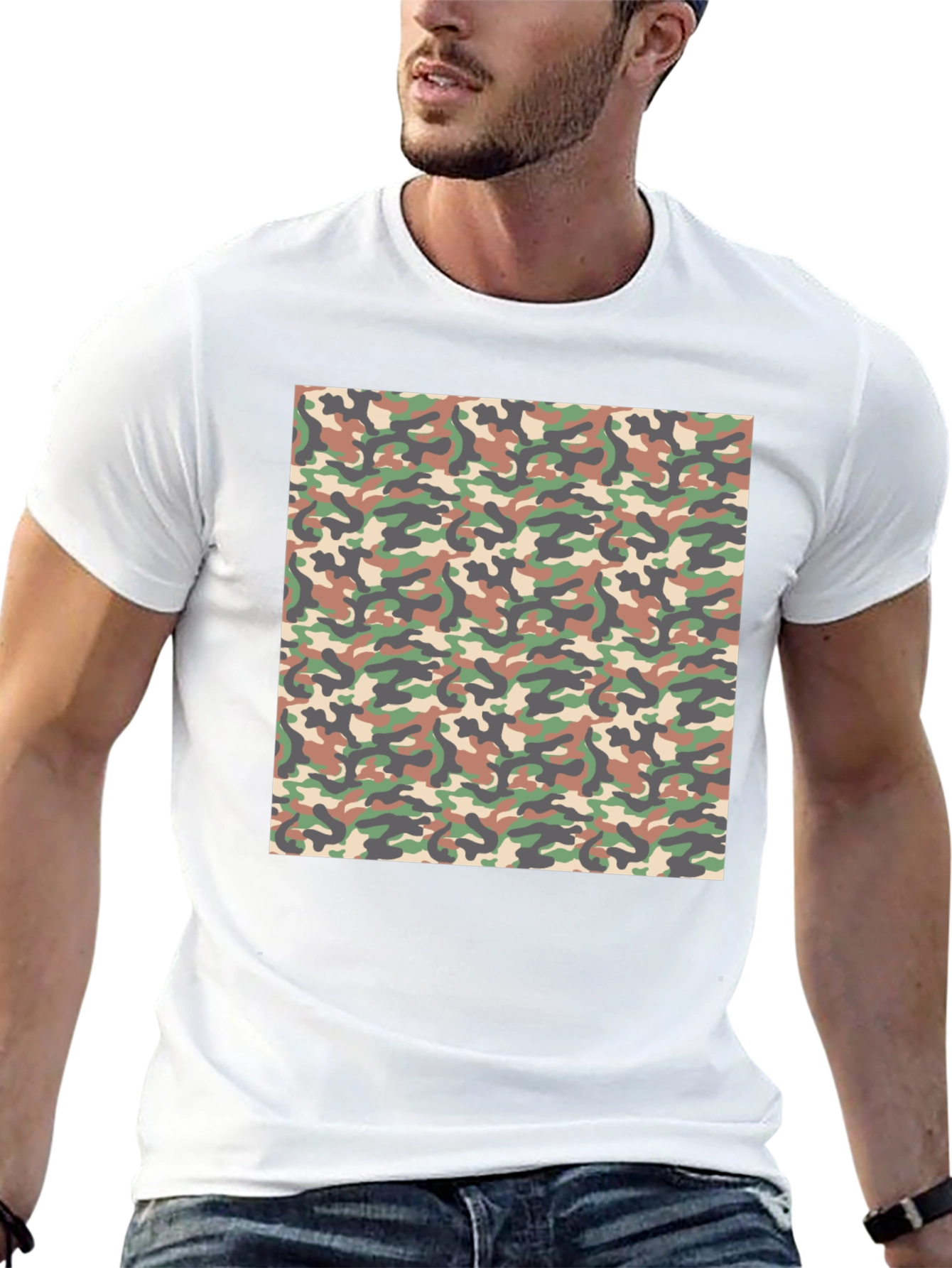 Camouflage Pattern Black T-Shirt