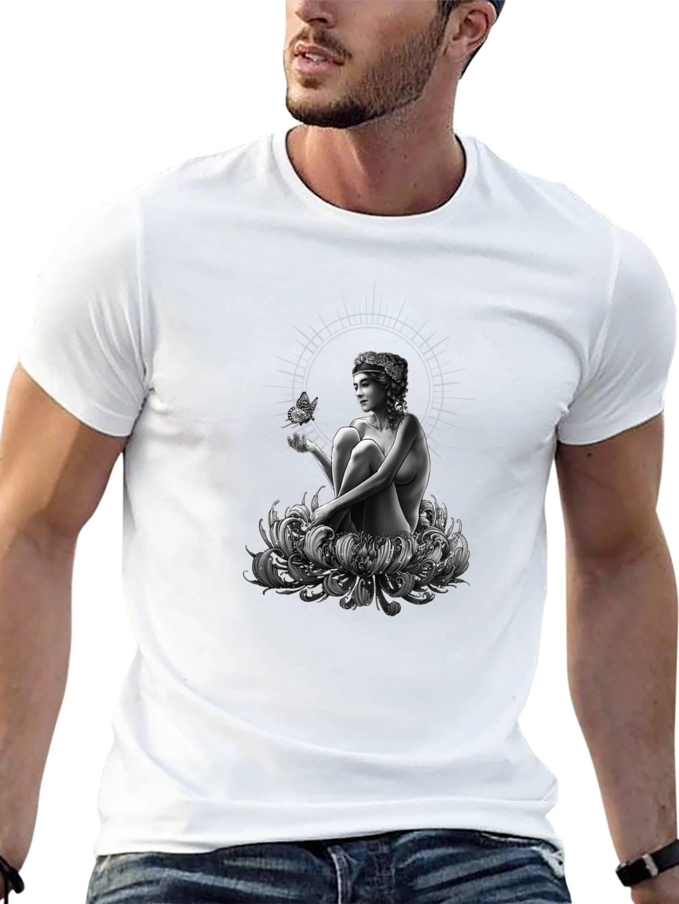 Enchanting Woman & Butterfly Graphic Tee
