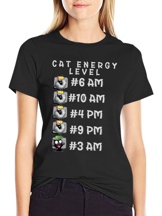 Cat Energy Level Graphic T-Shirt - Funny Cat Lover Tee
