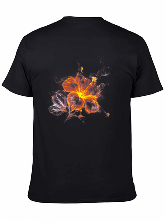 Fiery Floral Graphic Black Tee