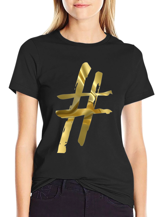 Golden Hashtag Black T-Shirt