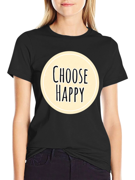 Choose Happy Graphic Tee - Black Cotton Comfort