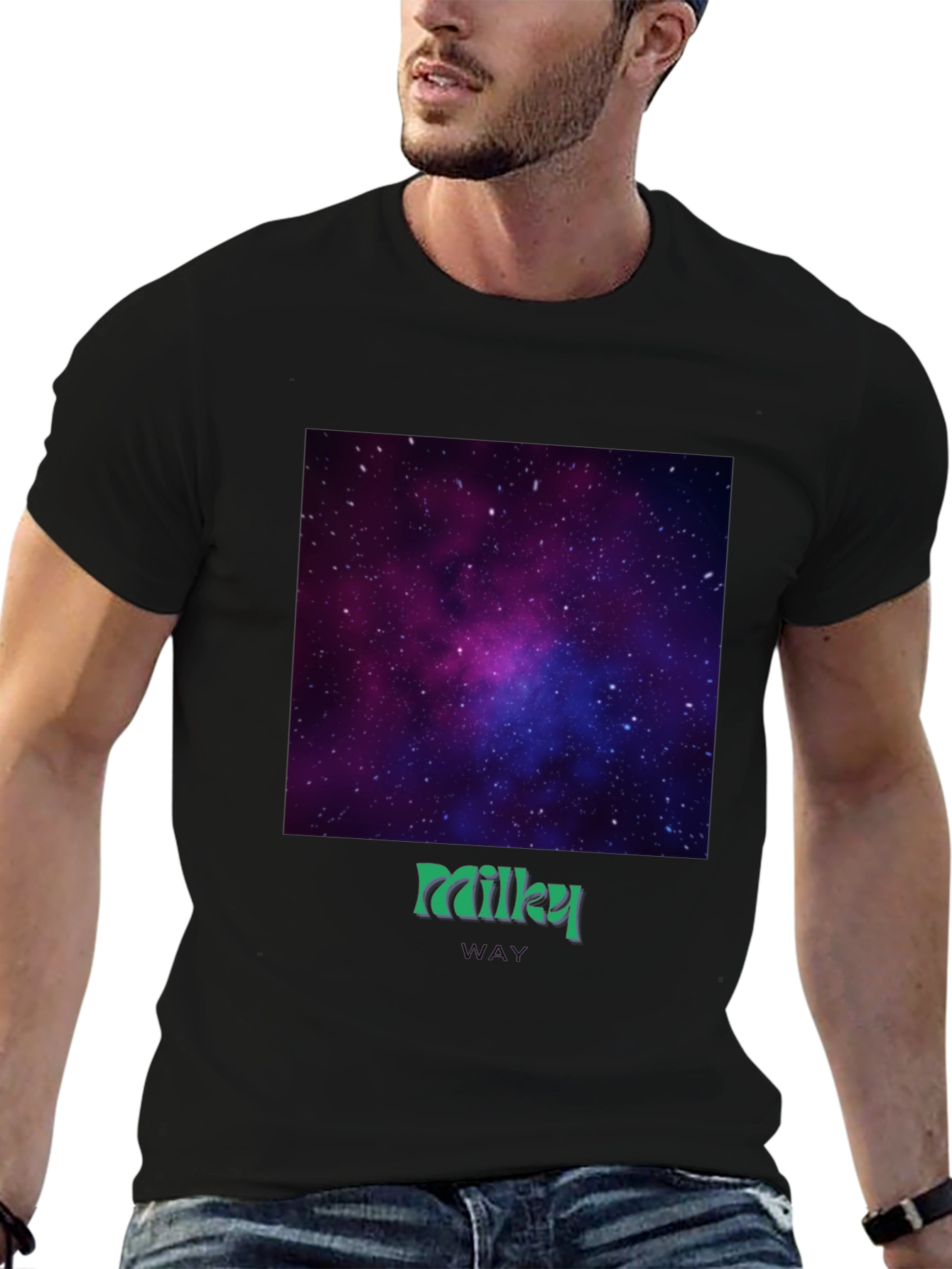 Milky Way Galaxy Graphic Tee - Black