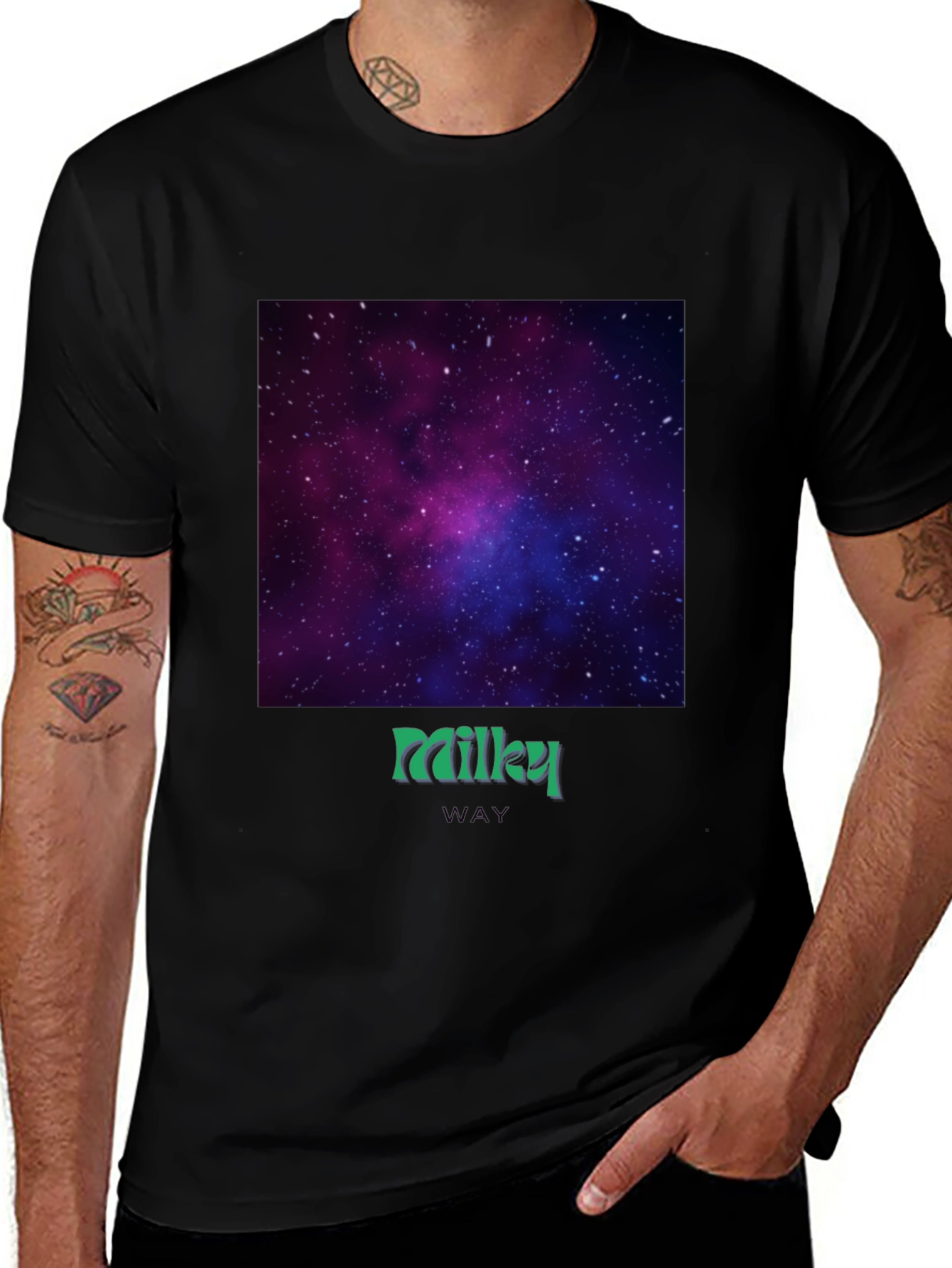 Milky Way Galaxy Graphic Tee - Black