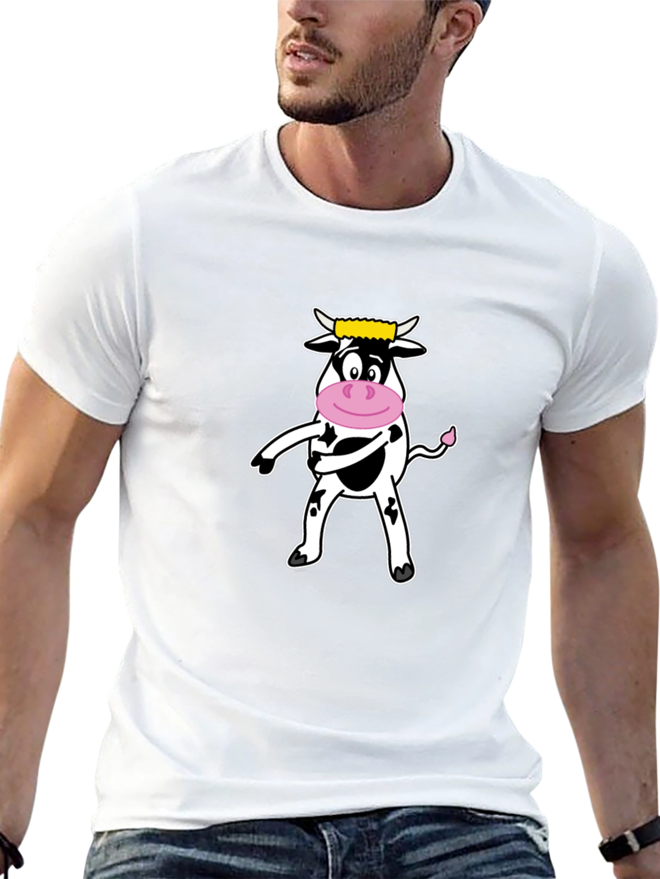 Funny Cow Graphic Tee - Black Cotton T-Shirt