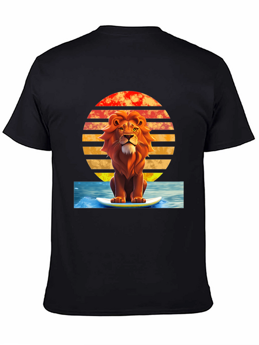 Lion Surfing T-Shirt - Retro Style