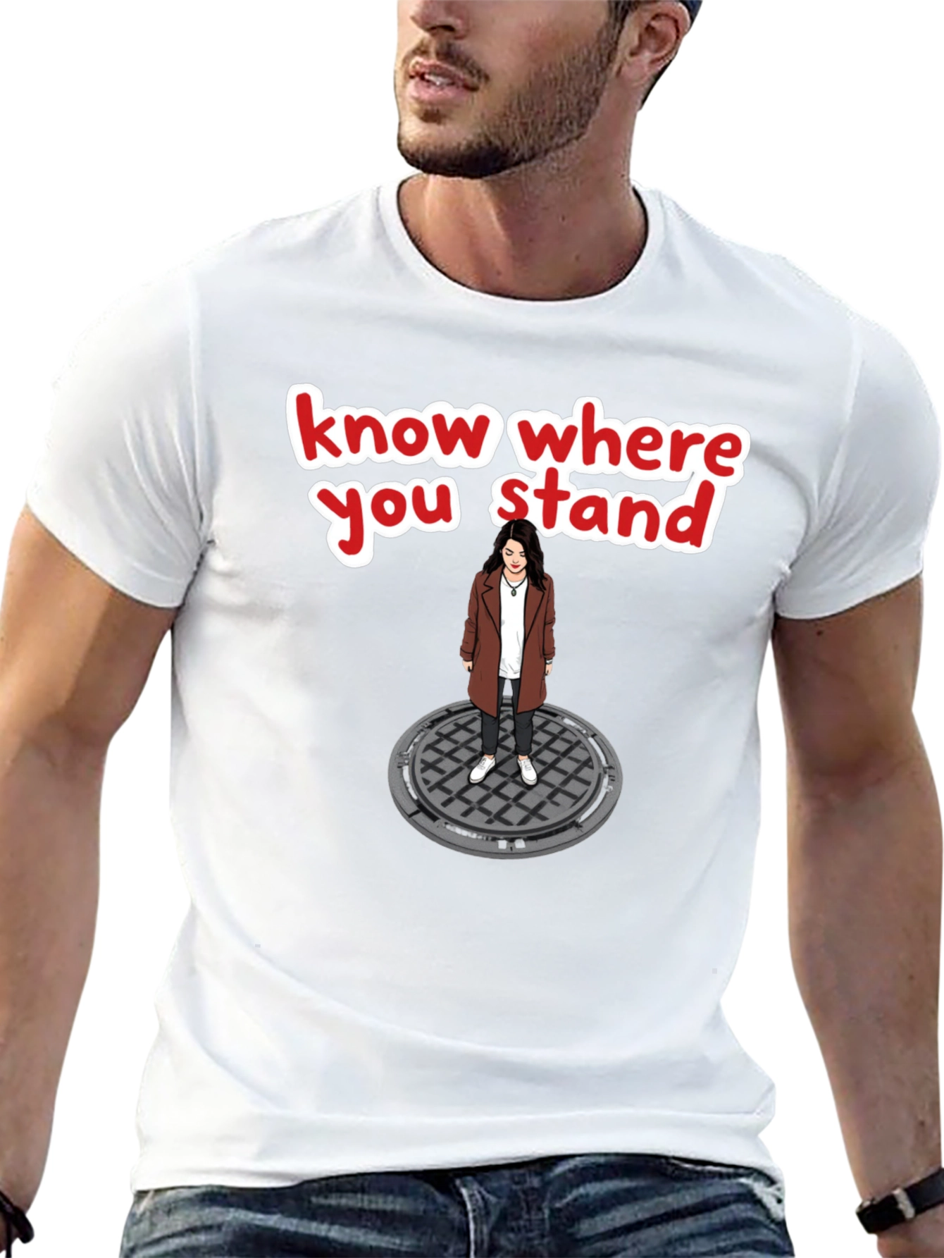 Know Where You Stand T-Shirt - Manhole Cover Design