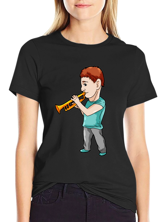 Boy Trumpet Player Black T-Shirt