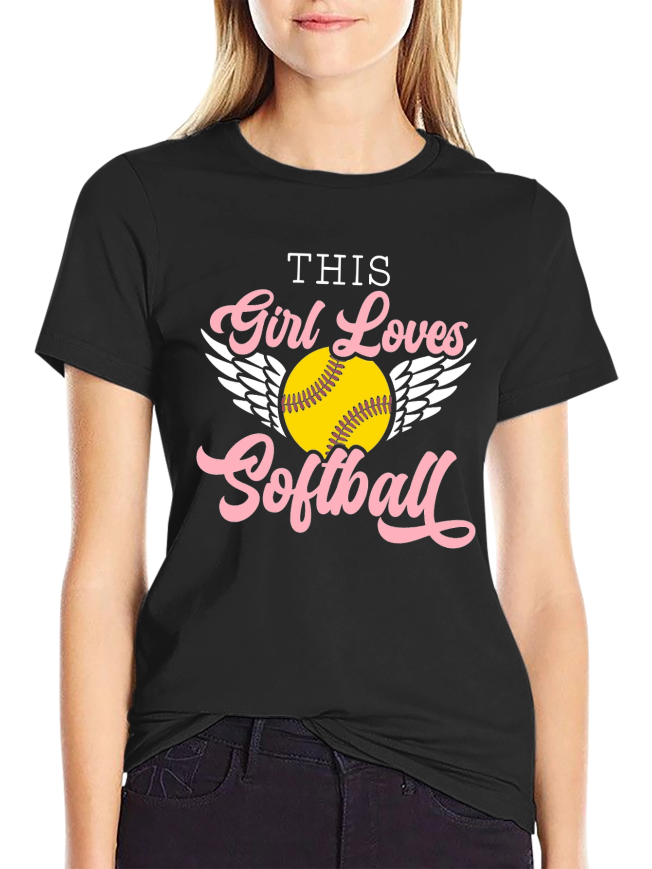 Girl Loves Softball Graphic Tee