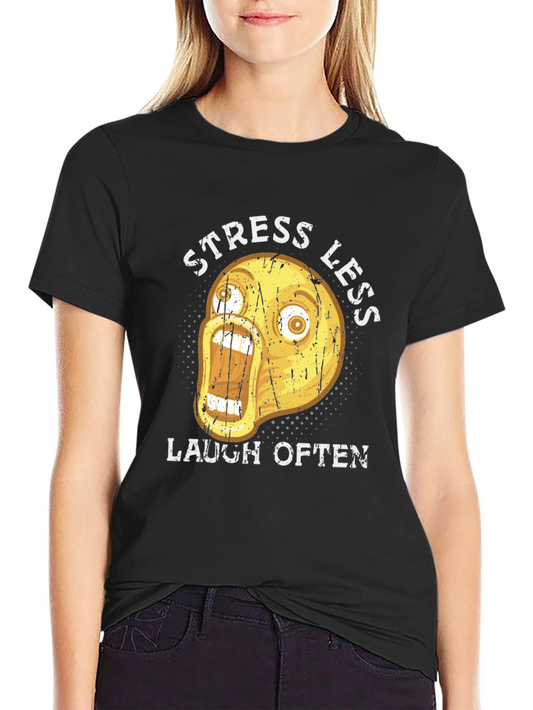 Funny Emoji Graphic T-Shirt - Stress Less Laugh Often
