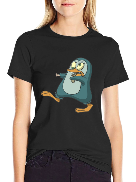Cartoon Penguin Graphic Tee - Mens Black T-Shirt