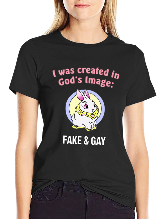 Funny Graphic Tee - Fake & Gay Bunny T-Shirt