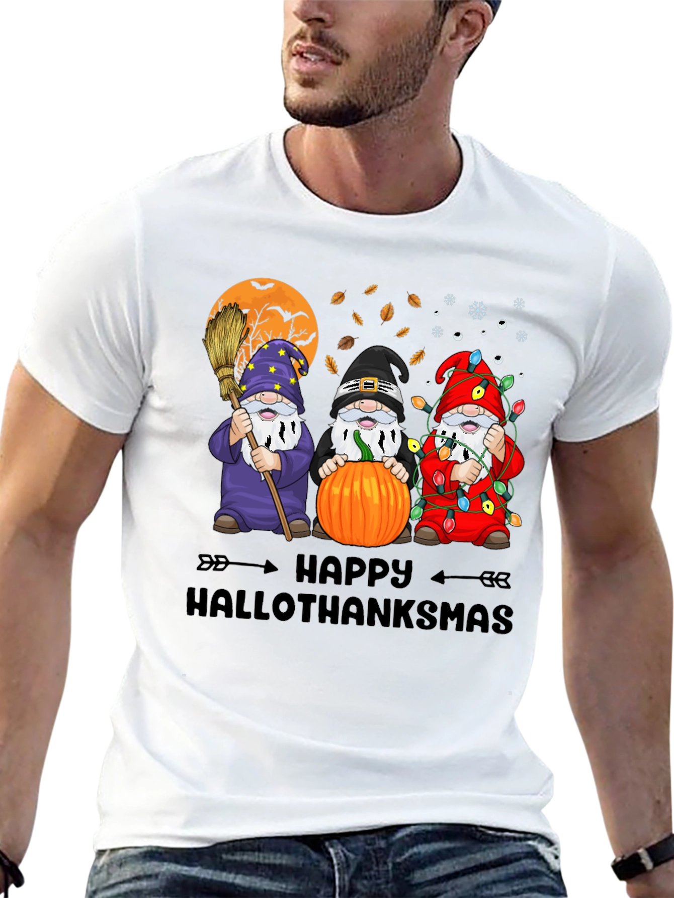 Happy Hallothanksmas Gnome Graphic T-Shirt