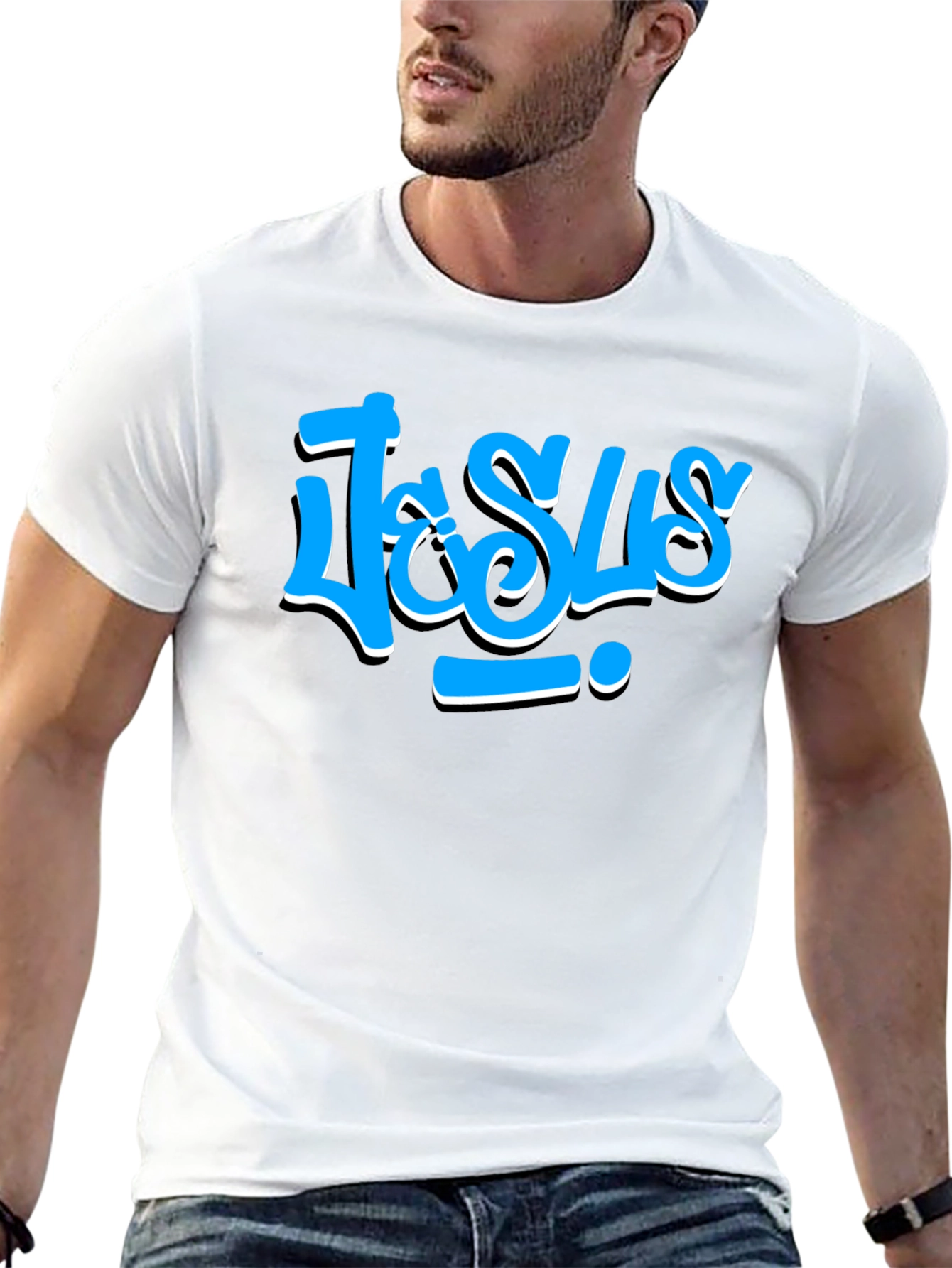 Jesus Graffiti Style T-Shirt - Casual Black Tee