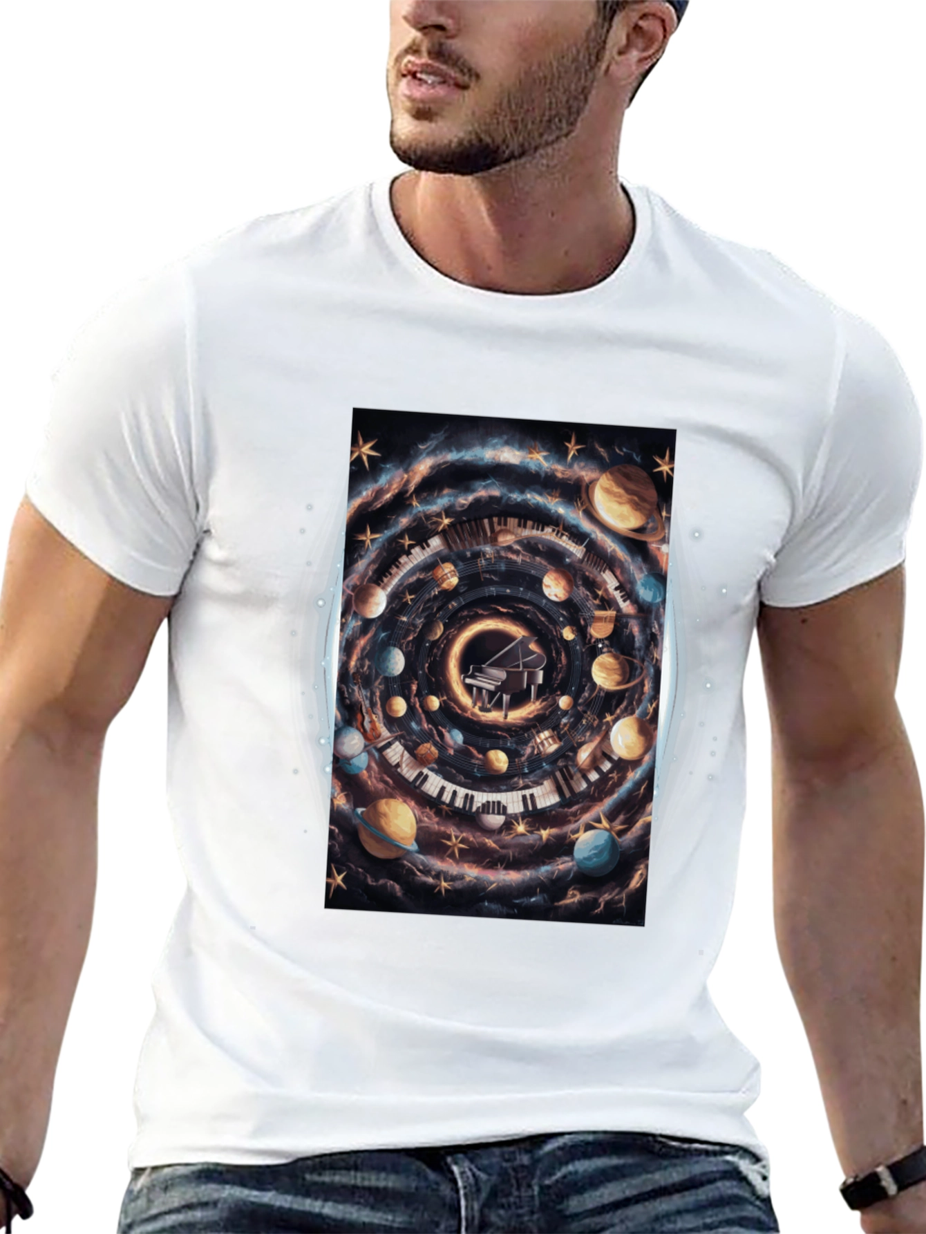 Cosmic Piano T-Shirt - Unique Music Lover Tee