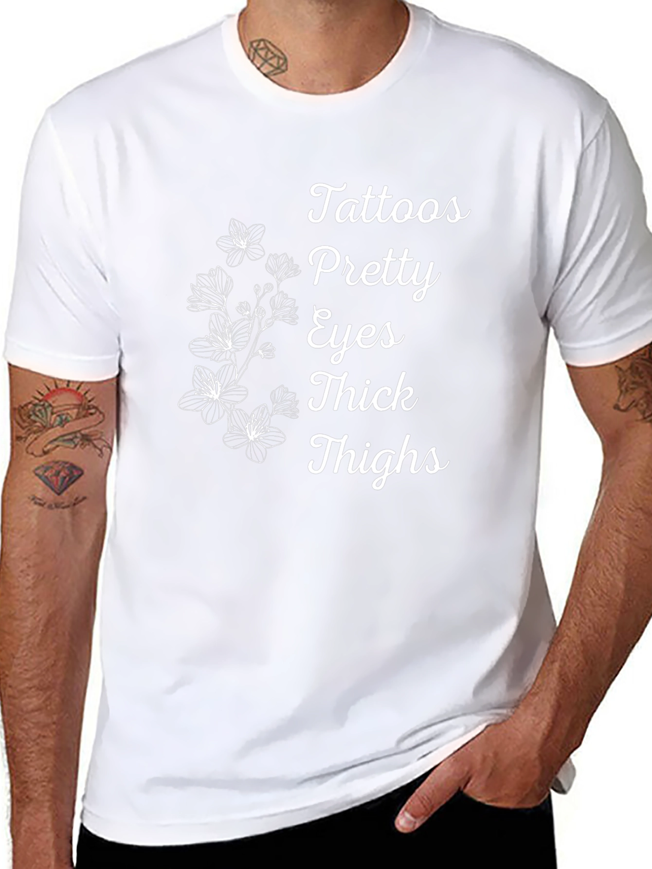 Tattoos Pretty Eyes Thick Thighs Floral T-Shirt
