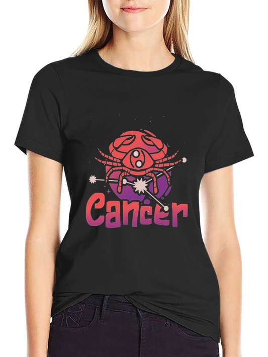 Cancer Zodiac Graphic T-Shirt - Black