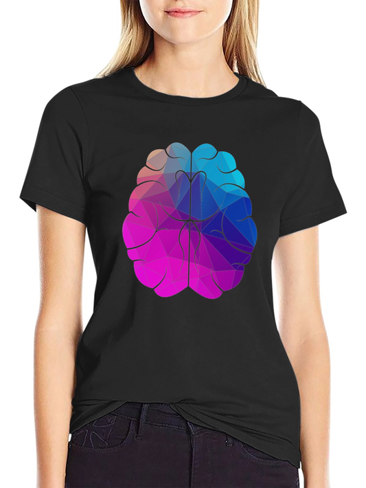Geometric Brain Graphic Tee - Stylish Black T-Shirt
