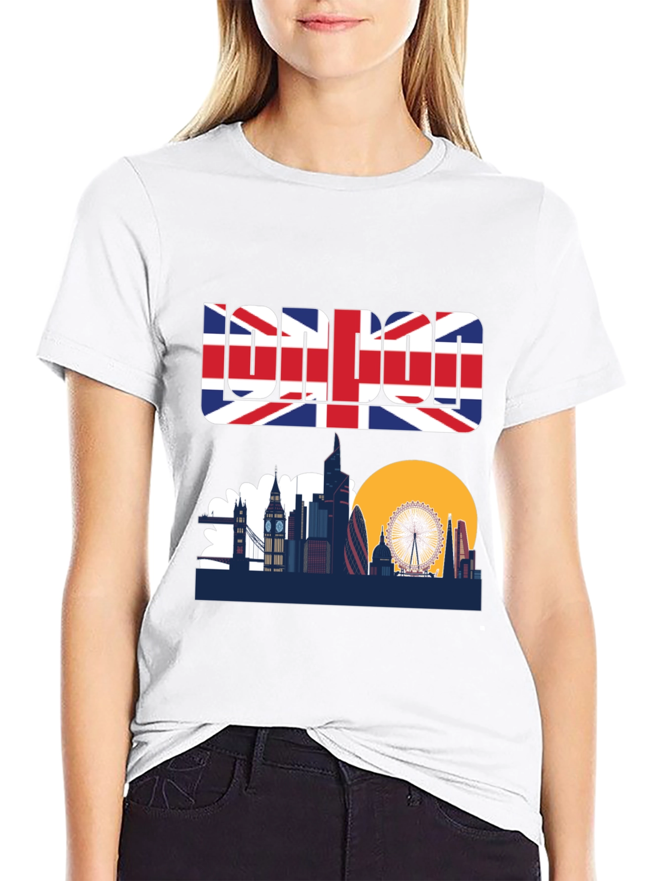 London Skyline Graphic Tee - UK Flag Design