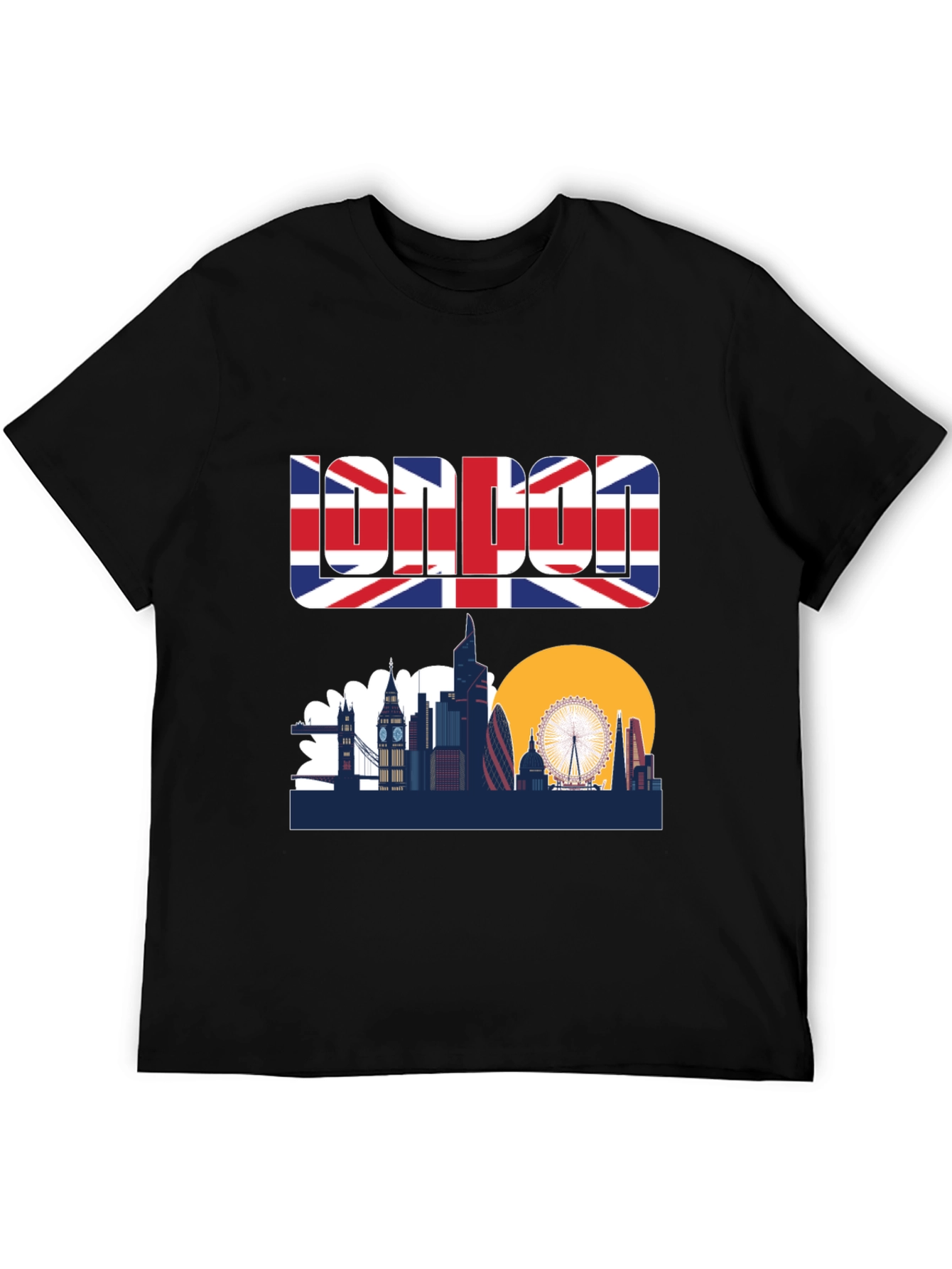 London Skyline Graphic Tee - UK Flag Design