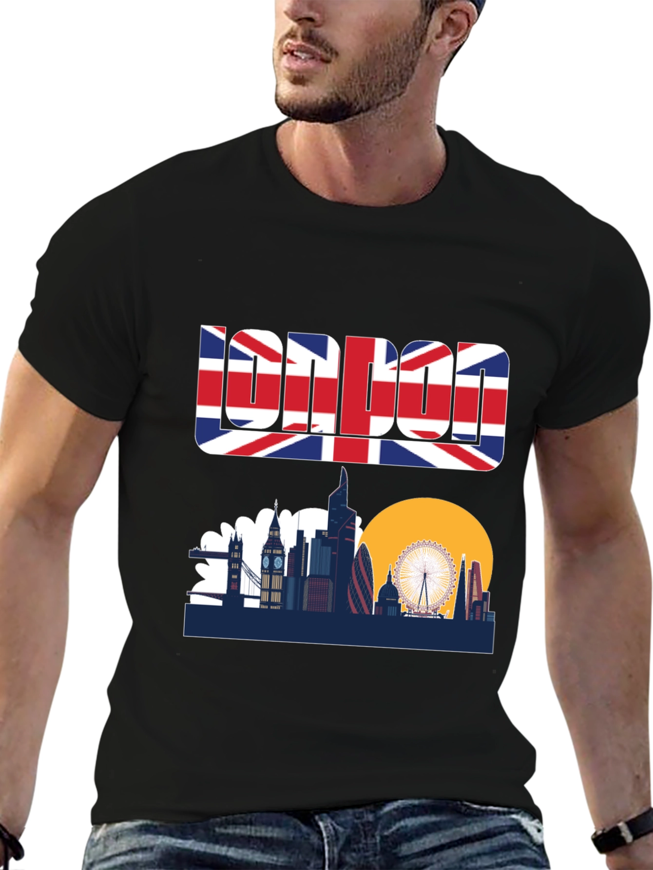 London Skyline Graphic Tee - UK Flag Design