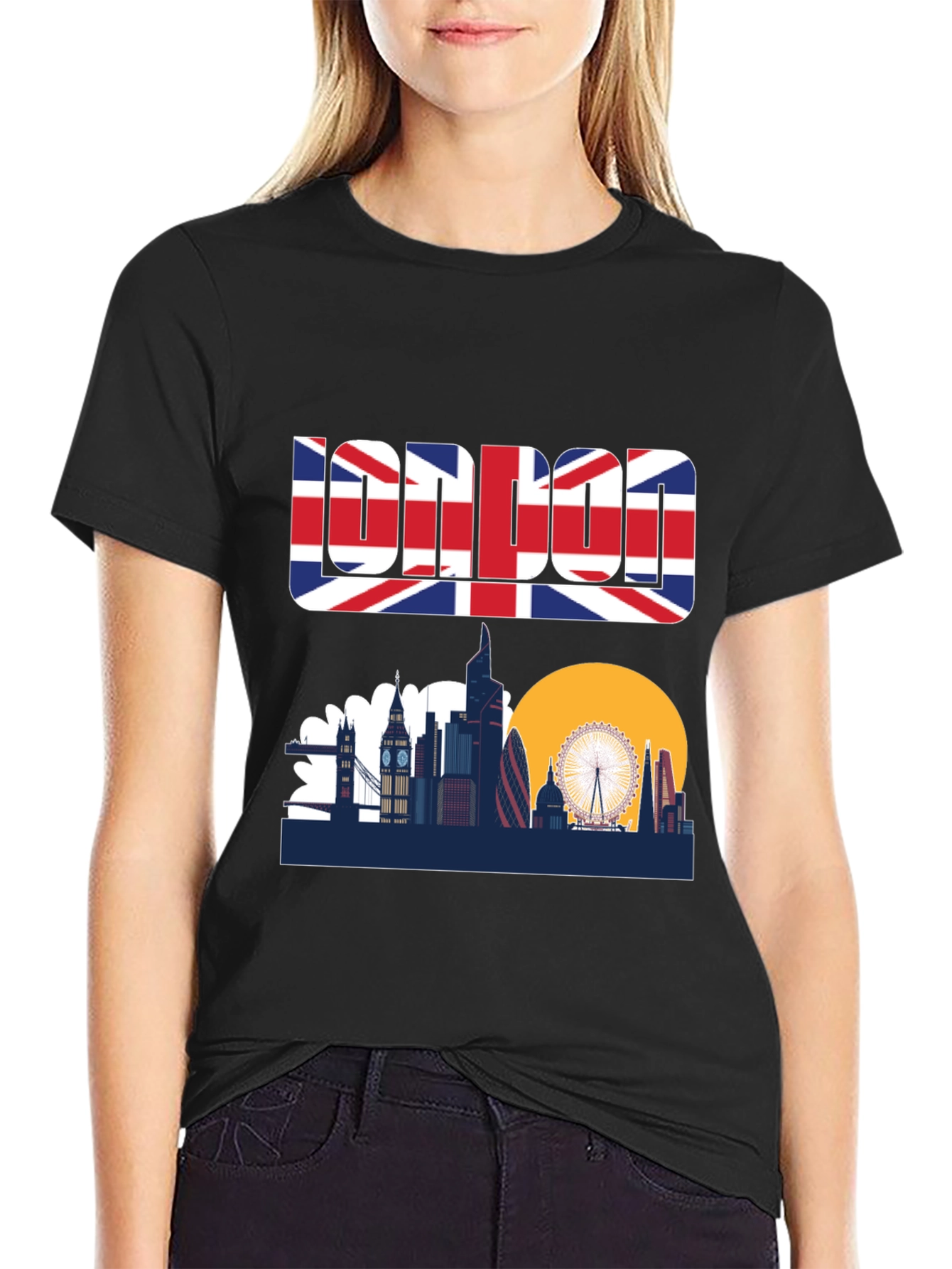 London Skyline Graphic Tee - UK Flag Design