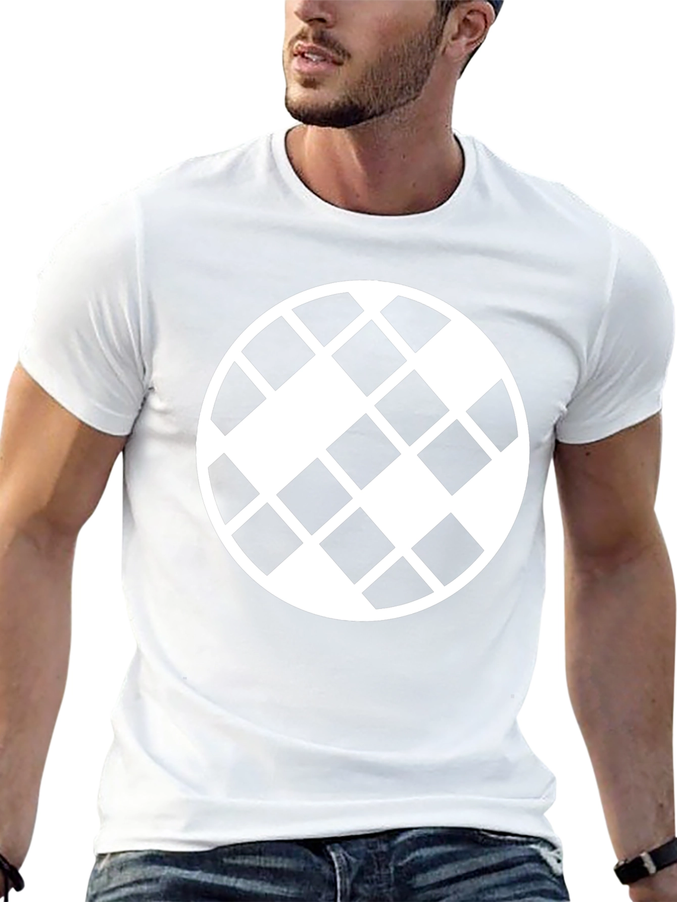 Geometric Pattern Black Crewneck T-Shirt