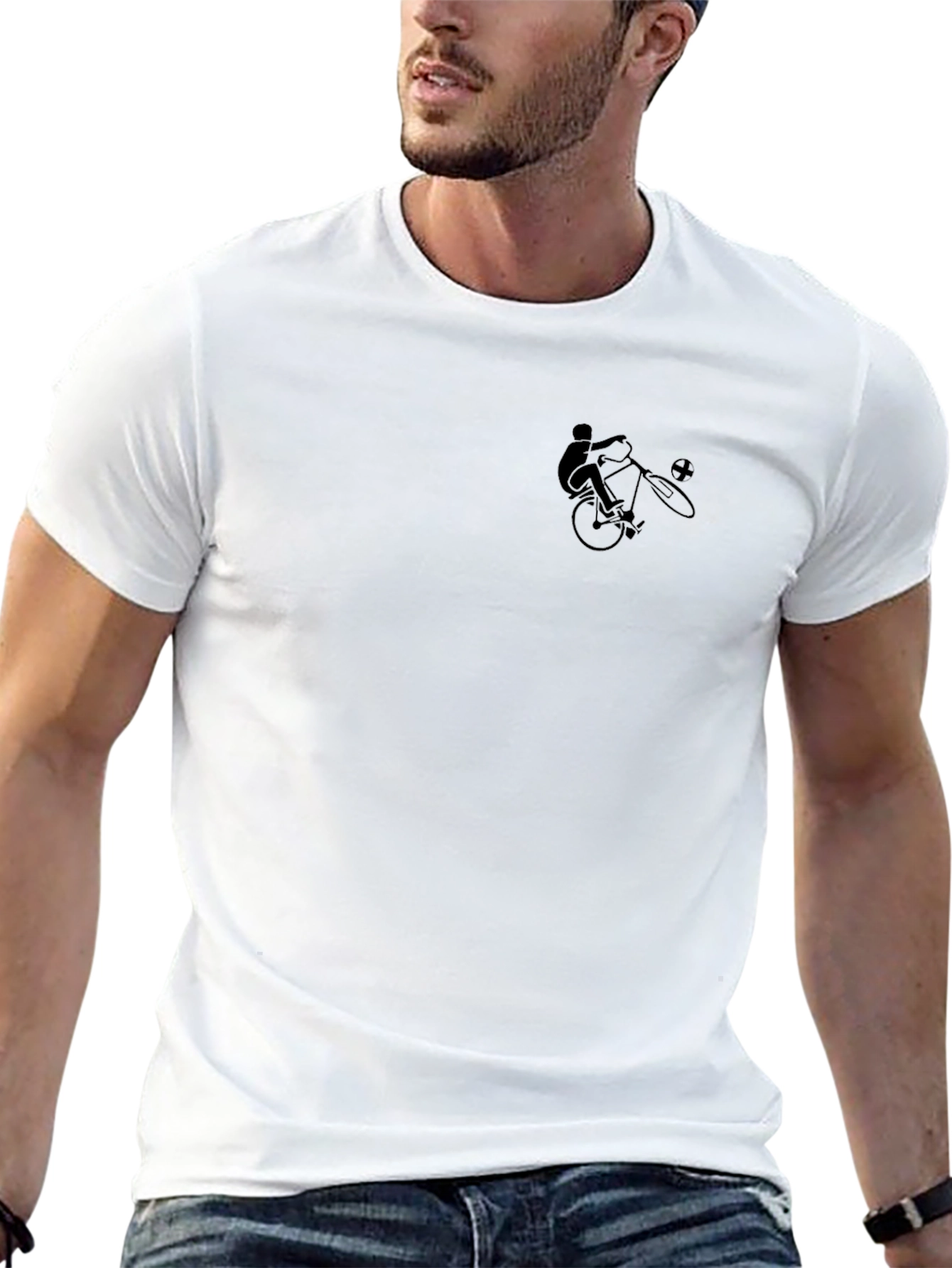 Black Graphic Tee - Cyclist Stunt Design