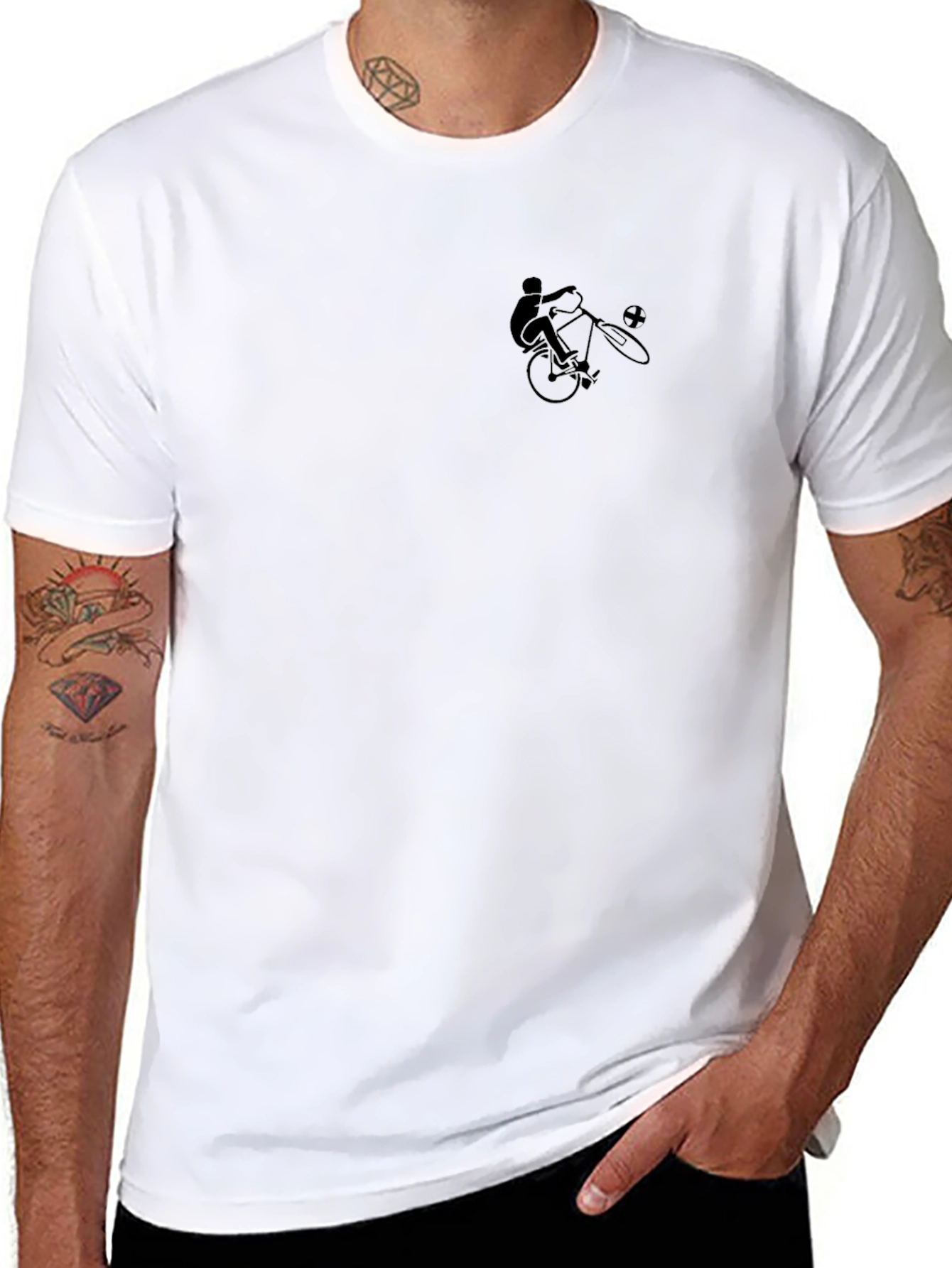 Black Graphic Tee - Cyclist Stunt Design