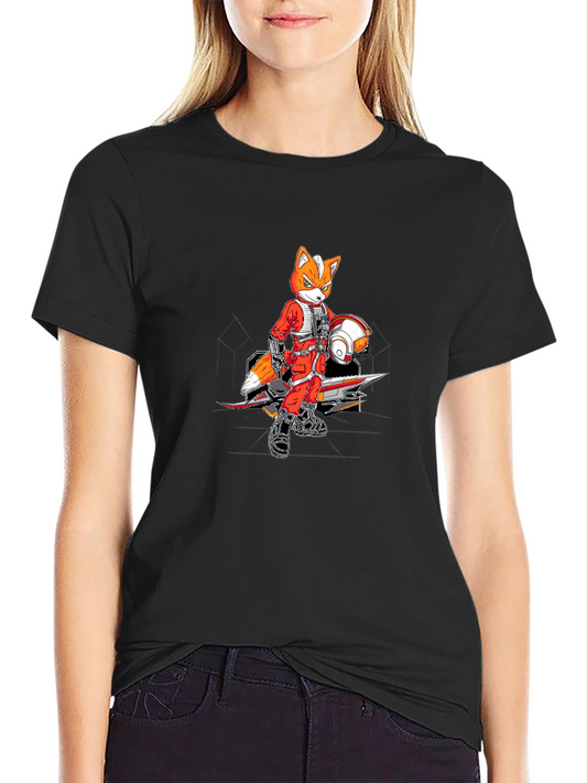 Fox Pilot Graphic Tee - Black Crew Neck T-Shirt