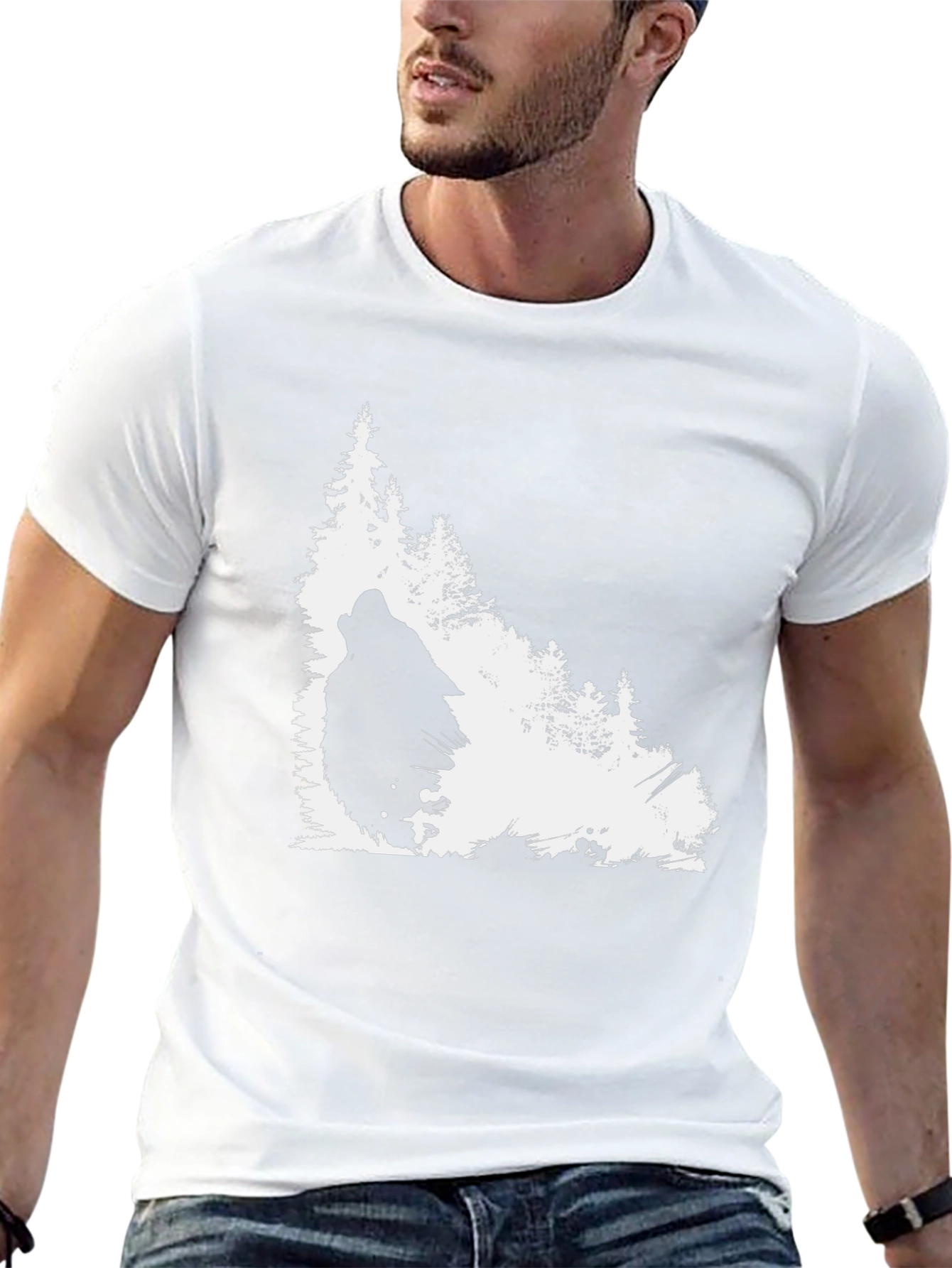 Wolf Howl Nature Scene Graphic Tee - Black