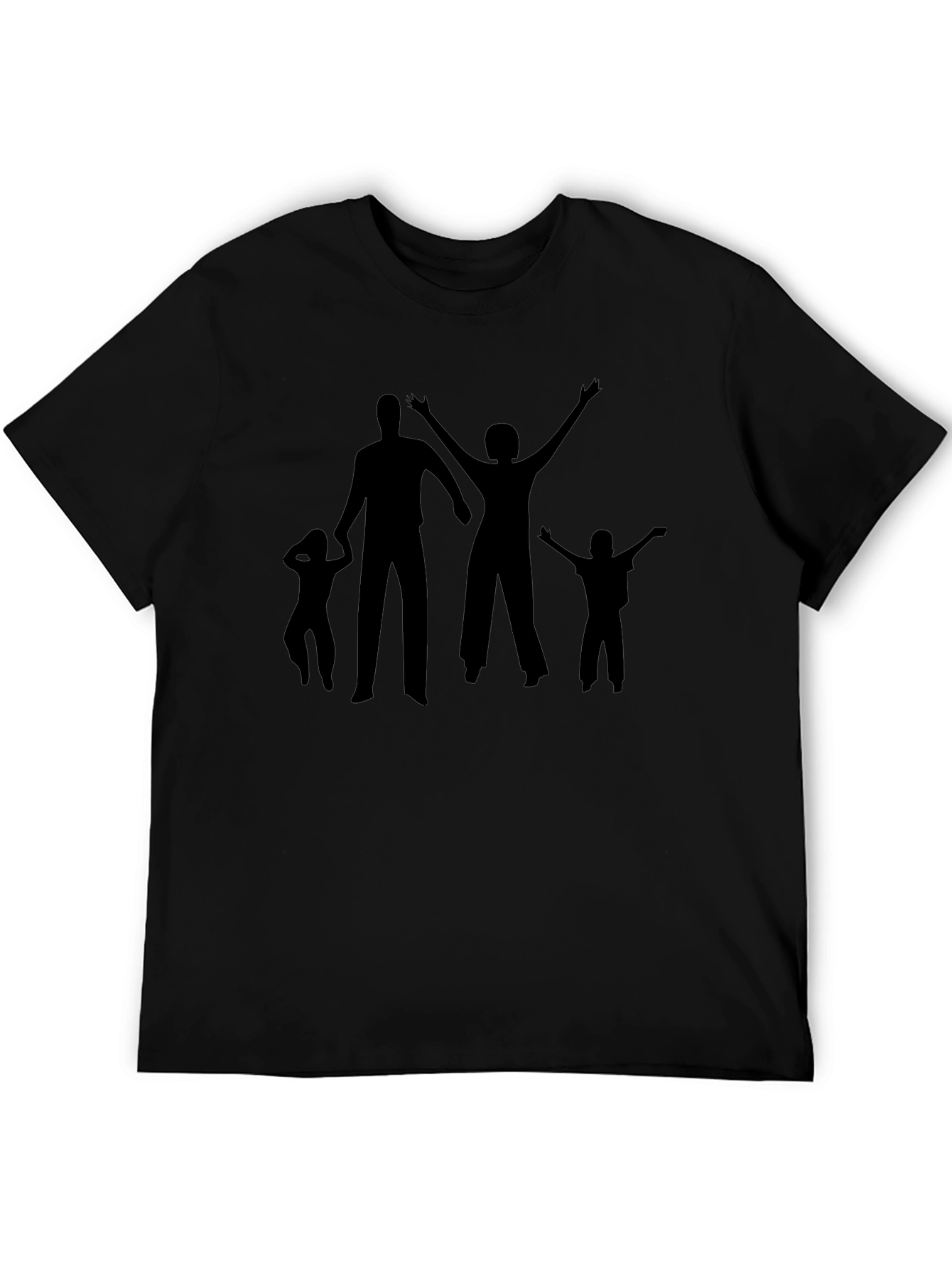 Family Silhouette Graphic T-Shirt - Black