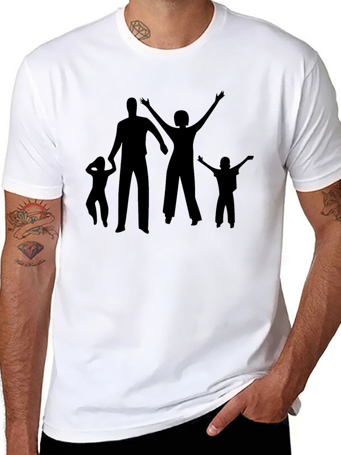 Family Silhouette Graphic T-Shirt - Black